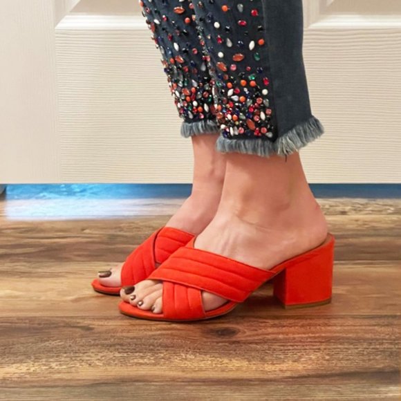 a new day Shoes - A New Day Red Faux Suede Mule Sz 8.5